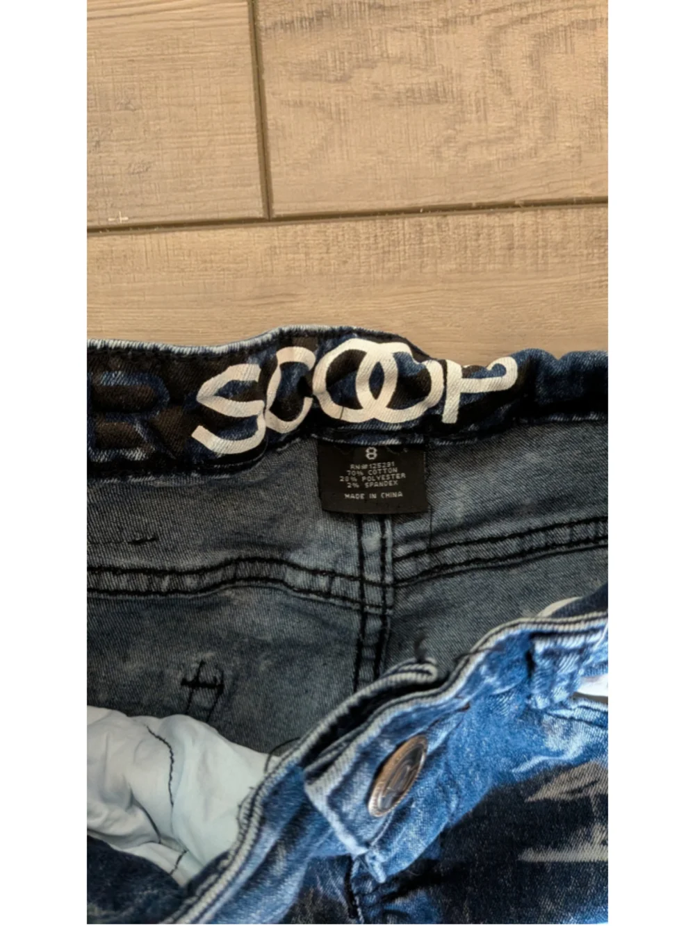 Scoop Boys Distressed Cargo Moto Jeans Utility Zipper Blue Denim Size 8